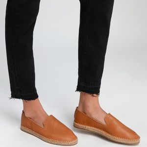Magdalena Camel Leather Espadrille Slip-on flats